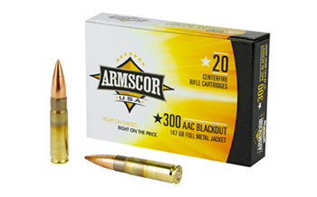 AMMO Armscor FAC300AAC1N Rifle  300 Blackout 147 gr Full Metal Jacket (FMJ) 20 Bx/ 10
