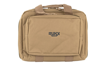 DOUBLEPISTOLCAS Rukx Gear ATICTDPCT Double Pistol  Water Resistant Tan 600D Polyester with Ammo