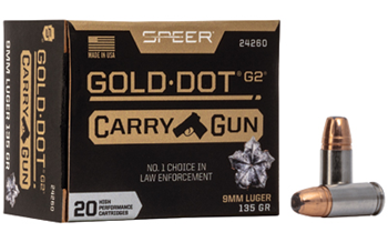 Speer Ammunitio SPEER GOLD DOT Speer Ammo 24260 Gold Dot Carry Gun 9mm Luger 135 gr G2 20 Bx/ 10 Cs