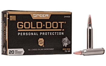 Speer Ammunitio SPEER GOLD DOT 24469 SPR GOLD DOT 223 REM 75GR HP 20/200