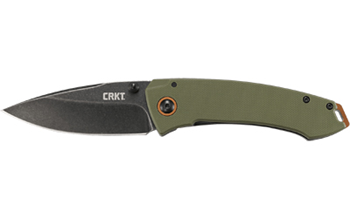 Columbia River TUNA CRKT 2520 Tuna  3.22" Folding Plain Stonewashed 8Cr14MoV SS Blade Black/Green G1