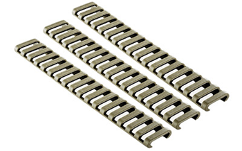 Ergo Grip EXTRAILLENGTHPR Ergo 1373DE Low-Pro Ladder Rail Covers Rifle 18 Slot Dark Earth Rubber 3 Pack