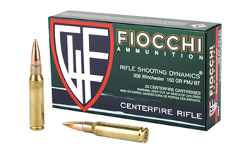 Fiocchi Ammunit FIOCCHI RIFLE Fiocchi 308A Range Dynamics  308 Win 150 gr Full Metal Jacket Boat-Tail (FMJBT)