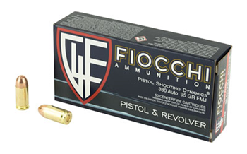 Fiocchi Ammunit FIOCCHICENTERFI Fiocchi 380AP Range Dynamics  380 ACP 95 gr Full Metal Jacket (FMJ) 50 Bx/ 20 Cs