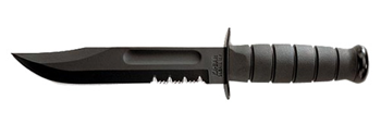 Kabar KA-BAR Ka-Bar 1214 Fighting/Utility  7" Fixed Clip Point Serrated Black 1095 Cro-Van Bl
