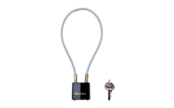 Masterlock CABLE Master Lock 99DSPT Cable Lock  Open With Key Black & Gold Steel 14"
