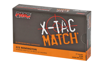 Pmc PMC223XM PMC 223XM X-Tac Match 223 Rem 77 gr Open Tip Match (OTM) 20 Bx/ 40 Cs