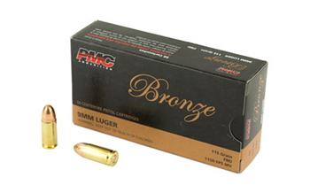 Pmc BRONZE PMC 9A Bronze Target 9mm Luger 115 gr Full Metal Jacket (FMJ) 50 Bx/ 20 Cs