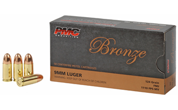 Pmc BRONZE PMC 9G Bronze Target 9mm Luger 124 gr Full Metal Jacket (FMJ) 50 Bx/ 20 Cs