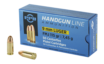 PRVI Partizan PISTOL PPU PPH9F1 Handgun  9mm Luger 115 gr Full Metal Jacket (FMJ) 50 Bx/ 20 Cs