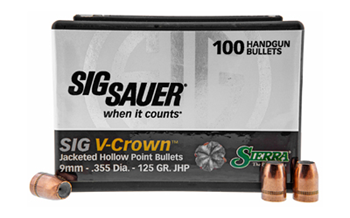 Sierra Bullets  9925 SIERRA V-CROWN 9MM 125GR JHP