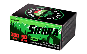 Sierra Bullets OUTDOOR MASTER Sierra A810027 Outdoor Master  380 ACP 90 gr Jacket Hollow Point Sport Master 20