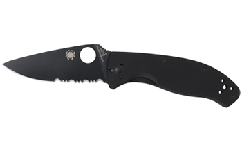 TENACIOUS Spyderco C122GBBKPS Tenacious  3.39" Folding Drop Point Part Serrated Black Matt