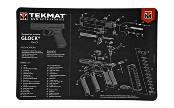 Tekmat GLOCK GEN 5 TekMat TEKR17GLOCKG5 Glock Gen5 Cleaning Mat Black/White Rubber 17" Long Glock G