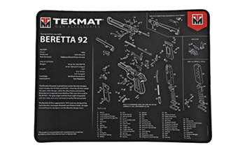 Tekmat BERETTA 92 TekMat TEKR20BER92 Beretta 92 Ultra Cleaning Mat Black/White Rubber 20" Long Ber
