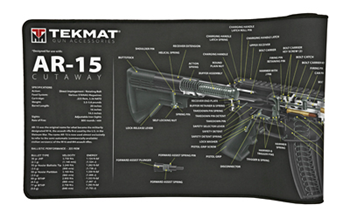 Tekmat  TekMat TEKR44AR15CA AR-15 3D Cutaway Ultra Cleaning Mat Black/White Rubber 44" L