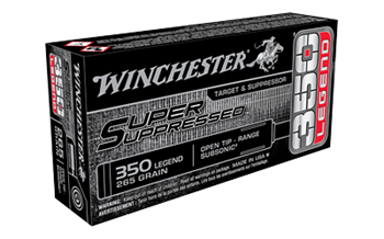 Winchester Ammu SUPERSUPPRESSED Winchester Ammo SUP350 Super Suppressed  350 Legend 225 gr Open Tip Range 20 Bx/