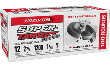 Winchester Ammu SUPER-TARGET Winchester Ammo TRGT12S7VP Super Target Steel Shot Target Load 12 Gauge 2.75" 1