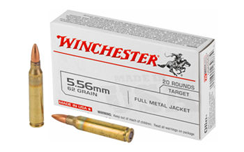 Winchester Ammu  Winchester Ammo USA5562 USA  5.56x45mm NATO 62 gr Full Metal Jacket (FMJ) 20 Bx/