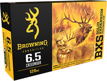 Browning Ammuni 100694 Browning Ammo B192400651 BXS  6.5 Creedmoor 120 gr Terminal Tip 20 Bx/ 10 Cs