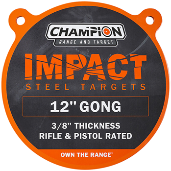 Champion Traps 101394 Champion Targets 44912 Center Mass Gong 12" Rifle Gray AR500 Steel Gong 3/8" Thi