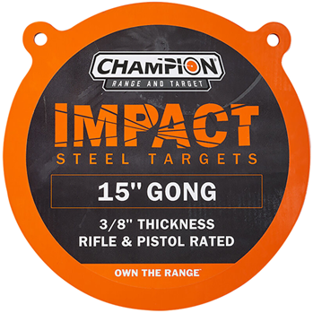Champion Traps 101395 Champion Targets 44913 Center Mass Gong 15" Pistol/Rifle Gray AR500 Steel Gong 3