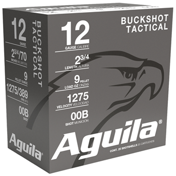 Aguila Ammuniti 102127 Aguila 1CHB1320 Field 12 Gauge 2.75" Buckshot  00 Buck 25 Bx/ 10 Cs