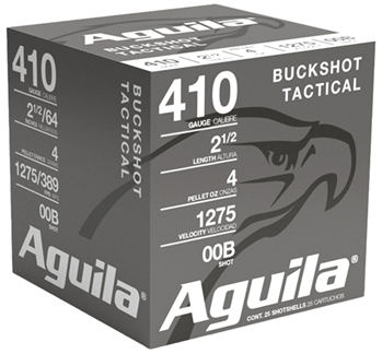 Aguila Ammuniti 102136 Aguila 1C4100BA Hunting 410 Gauge 2.5" Buckshot 1/2 oz 00 Buck 25 Bx/ 20 Cs