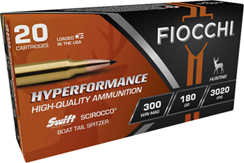 Fiocchi Ammunit 102225 Fiocchi 300WMSCA Extrema  300 Win Mag 180 gr Swift Scirocco II Boat-Tail Spitzer