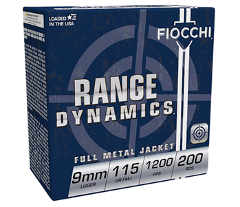 Fiocchi Ammunit 102229 Fiocchi 9ARD Range Dynamics  9mm Luger 115 gr Full Metal Jacket (FMJ) 200 Bx/ 5
