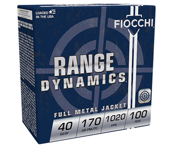 Fiocchi Ammunit 102230 Fiocchi 40ARD100 Range Dynamics  40 S&W 170 gr Full Metal Jacket Truncated-Cone