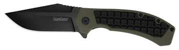 102399 Kershaw 8760 Faultline  3" Folding Drop Point Plain Black Oxide 8Cr13MoV SS Blad
