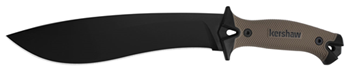 102407 Kershaw 1077TAN Camp 10 10" Black Powder Coated 65Mn Carbon Steel Blade Black/Ta