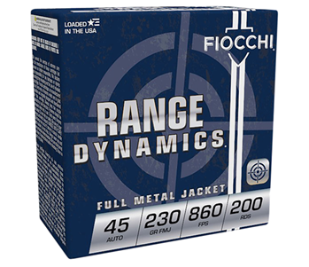 Fiocchi Ammunit 103456 Fiocchi 45ARD Range Dynamics  45 ACP 230 gr Full Metal Jacket (FMJ) 200 Bx/ 3 Cs
