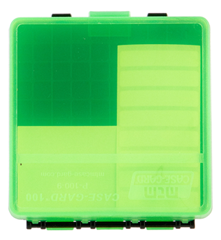 Mtm Molded Prod 103691 MTM Case-Gard P-100-9-16T Case-Gard P-100 Multi-Caliber Handgun Clear Green Poly