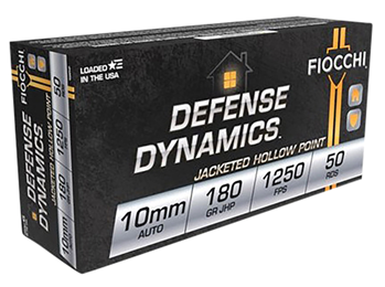 Fiocchi Ammunit 104017 Fiocchi 10APHP Defense Dynamics  10mm Auto 180 gr Jacketed Hollow Point (JHP) 50