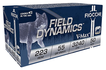 Fiocchi Ammunit 104018 Fiocchi 223HVC50 Field Dynamics  223 Rem 55 gr V-Max 50 Bx/ 20 Cs
