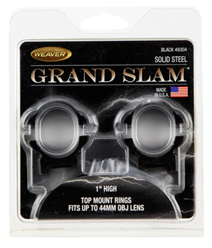 105594 Weaver Mounts 49304 Grand Slam Scope Ring Set For Rifle Weaver High 1" Tube Blac