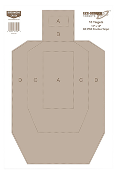 105770 Birchwood Casey 37018 EZE-Scorer  IPSC Paper Hanging Universal 12" x 18" Tan 100