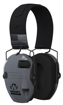 Gsm Outdoors 105888 Walker's GWPRSEMPATGY Razor Slim Patriot Electronic Muff Polymer 23 dB Over the