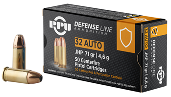 PRVI Partizan 105913 PPU PPD32A Defense  32 ACP 71 gr Jacketed Hollow Point (JHP) 50 Bx/ 20 Cs