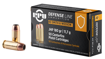 Tr&z Usa Tradin 105915 PPU PPD40 Defense  40 S&W 180 gr Jacketed Hollow Point (JHP) 50 Bx/ 10 Cs