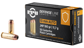 PRVI Partizan 105920 PPU PPD10 Defense  10mm Auto 180 gr Jacketed Hollow Point (JHP) 50 Bx/ 10 Cs
