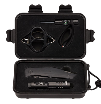 106257 Browning 3220288 Outdoorsman Survival Kit 3.50" Folding Drop Point Plain Black S