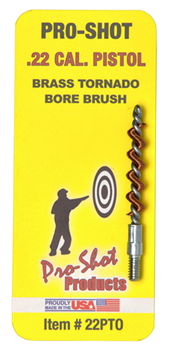 Pro-shot Produc 106384 Pro-Shot 22PTO Tornado Bore Brush 22 Cal Pistol Firearm 8-32" Thread Brass Bronz