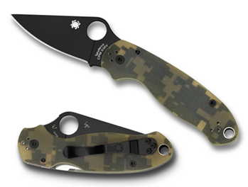 108272 Spyderco C223GPCMOBK Para 3  2.95" Folding Drop Point Plain Black DLC CPM S30V S