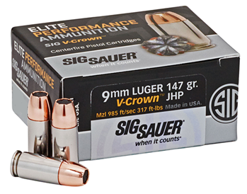 108723 Sig Sauer E9MMA350 Elite V-Crown 9mm Luger 147 gr Jacketed Hollow Point (JHP) 5
