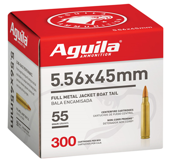 Aguila Ammuniti 109850 Aguila 1E556126 Rifle  5.56x45mm NATO 55 gr Full Metal Jacket Boat-Tail (FMJBT)