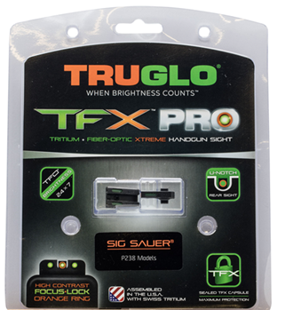 Truglo 109916 TruGlo TG-13SG3PC TFX Pro  Square Tritium/Fiber Optic Green with Orange Outline