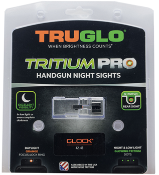 Truglo 109921 TruGlo TG-231G1AC Tritium Pro Night Sights Square Green with Orange Outline Fron